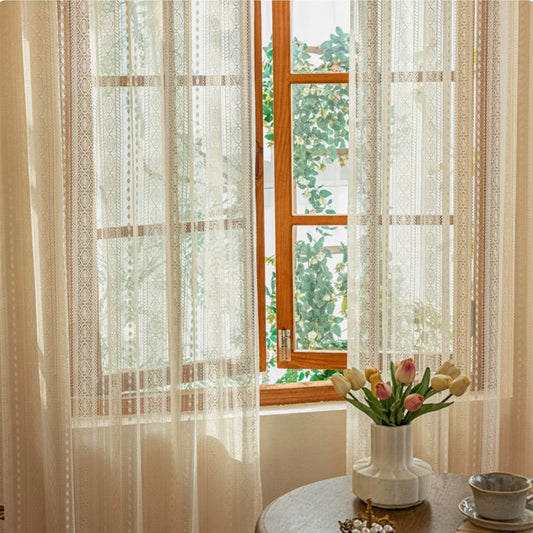 Geometric Pattern Sheer Window Curtains