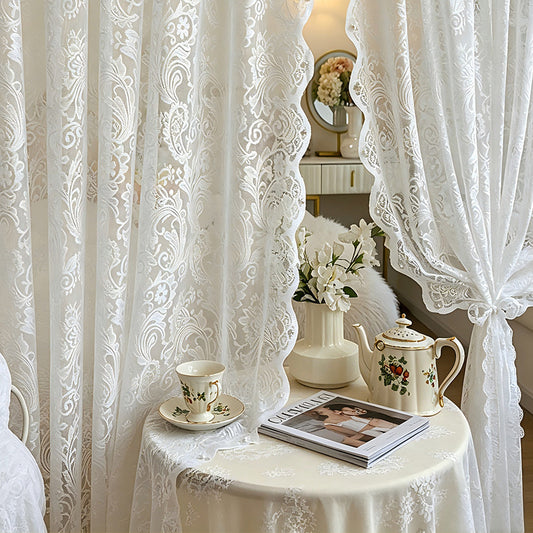 Floral Lace Sheer Window Curtains